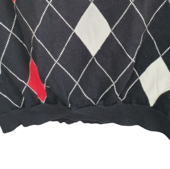 LIZ GOLF Elegant Shirt Vest Collar V Neck Black/Red/White Women's Size L - Picture 4 of 8